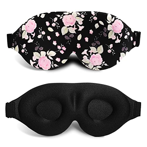 Augenmaske Schlafmaske,lichtblockierende Augenmaske,Bequeme & Verstellbare Schlafmaske für Damen und Herren,3D Schlafmaske,für Unterwegs,Schichtarbeit (A Pfingstrose) Cover