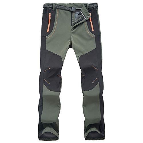 LY4U Pantaloni da Passeggio Invernali da Donna Foderati in Pile Termico da Donna Outdoor Antivento Caldo Softshell Escursionismo Pesca Sci Pantaloni da Neve Esercito Verde XXL