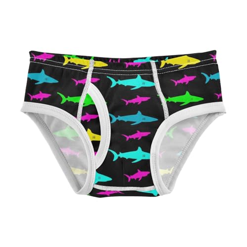 ODAWA Colorful Sharks Black Toddler Briefs Cotton, 2T Underwear Boys