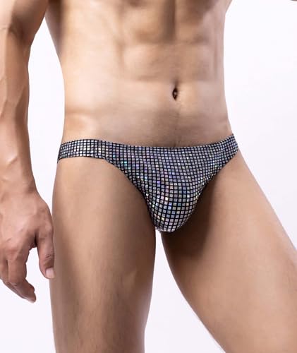 Men's Sexy Brief Underwear with Pouch Low Rise Colorful Shiny Glow Underpants Stretch Short Lingerie4