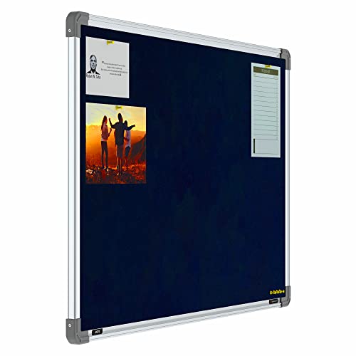 Image of Scholar Art Metis 2x3 Feet Fabric Pin-up Notice Board for Wall & Study Table | High Strength Velvet Cloth + High Density Soft Board for Pinning Photos, Sticky Notes & Reminders (Dark Blue)