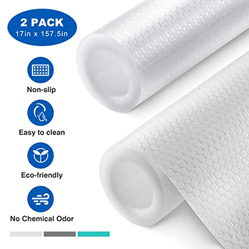 Homemaxs Shelf Liner 2 Rolls, Non-Adhesive Drawer Liner, Versatile Kitchen Cabinet Liners, 17
