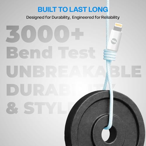 Image of Amkette MOZEN Certified 27W lightning cable iphone, 480Mbps Data Sync, Premium Braided Build, ABS Connector, (MFi-Standard & BIS Certified), Compatible with iPhone 5-14 & iPad lighting cable iphone