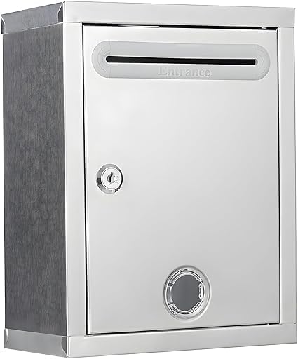 SOSA (LABEL) Stainless Steel Letterbox Suggestion Box | Wall Mounted Hanging Ballot Box with Lock & 2 Keys | Durable Mailbox for Letters, Bills & Newspapers (Silver, 13.5 x 10 x 5 in)-image-45