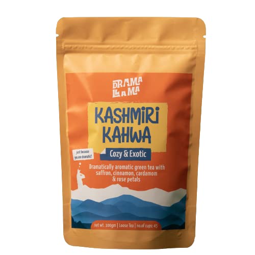 Drama Llama Kashmiri Kahwa Green Tea | Blended with Saffron, Almonds, Cinnamon, rare Spices - 100% Pure, Natural Ingredients | Sweet Kahwa | Herbal Tea Promotes Stress Relief & Improves Immunity (B0C5MDMSR3) Amazon Price History, Amazon Price Tracker