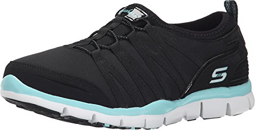 Skechers Sport Women's Gratis Fashion Sneaker (7 B(M), Black/Aqua)
