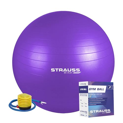 STRAUSS Anti-Burst Rubber Gym Ball with Free Foot Pump | Round Sh...