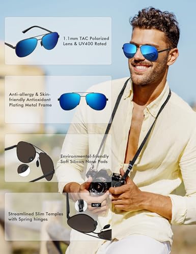 LUENX Aviator Sunglasses for Men Women Polarized - UV400 Protection, Stylish Shades, Driving, Outdoor Activities