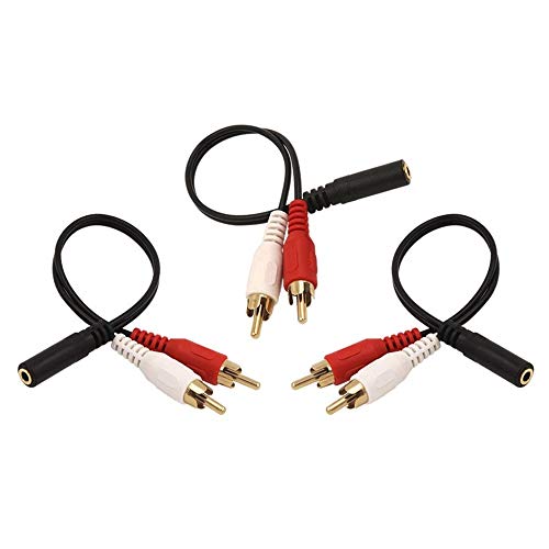 VCE 3-Pack Gold Plated 3.5mm Female to 2 RCA Male Stereo Audio Y Cable Adapter