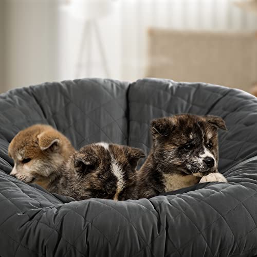 Hombys Cover For Papasan Cushion, Quilted Zippered Slipcover Only, Removable And Machine Washable Chair Cushion Covers- 50 Inch (Fit 44-48Inch, Dark Grey) #TOP1
