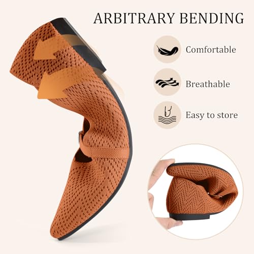 Image of Flats for Women Pointed Toe Knit Ballet Comfortable Dressy Washable Mary Jane Flat Shoes