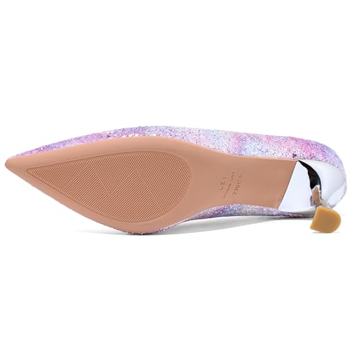 Women’s Kitten High Heels 2 Inch Sequined Pointed Toe Pumps Comfortable Wedding Party Pump Shoes4