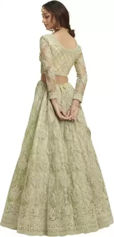 Bhurakhiya_ Women's Net Embroidered Semi-Stitched Lehenga Choli And Dupatta Set (Free Size)