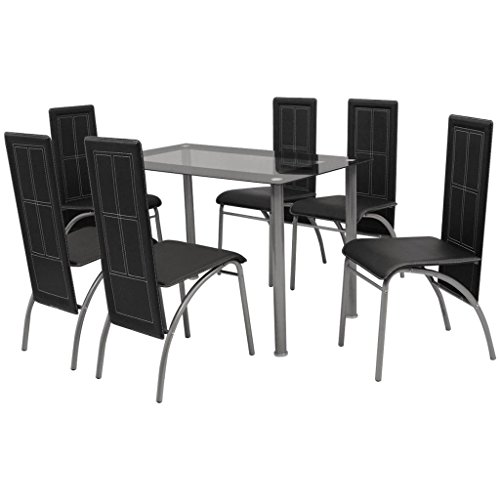 Chenshu Conjunto de Comedor 1 Mesa y 6 Sillones Siete Piezas, Conjunto Mesa Y Sillas Cocina, Mesa Comedor Y Sillas, Mueble Comedor, Juego De Muebles, de Color Negro
