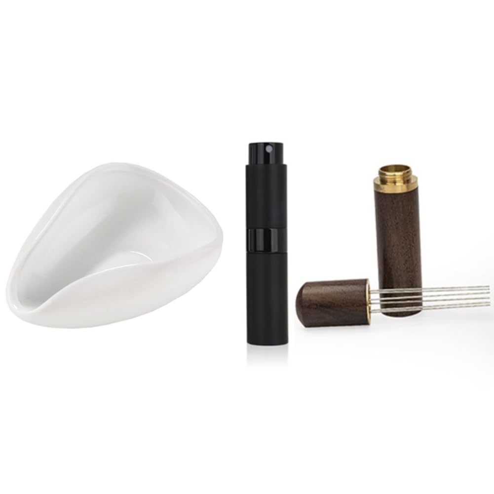 CTRLZS Bottle and Coffee Bean Dosing Cup and WDT Tool 3-Piece Set, Ceramic Dosing Vessels Tray Kit,Coffee Bar Replacement