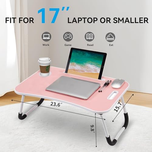 Image of GoRogue Stud Foldable Wooden Mini Lapdesk for Couch, Sofa Bed, Study Tray Table Stand for Writing (Baby Pink)