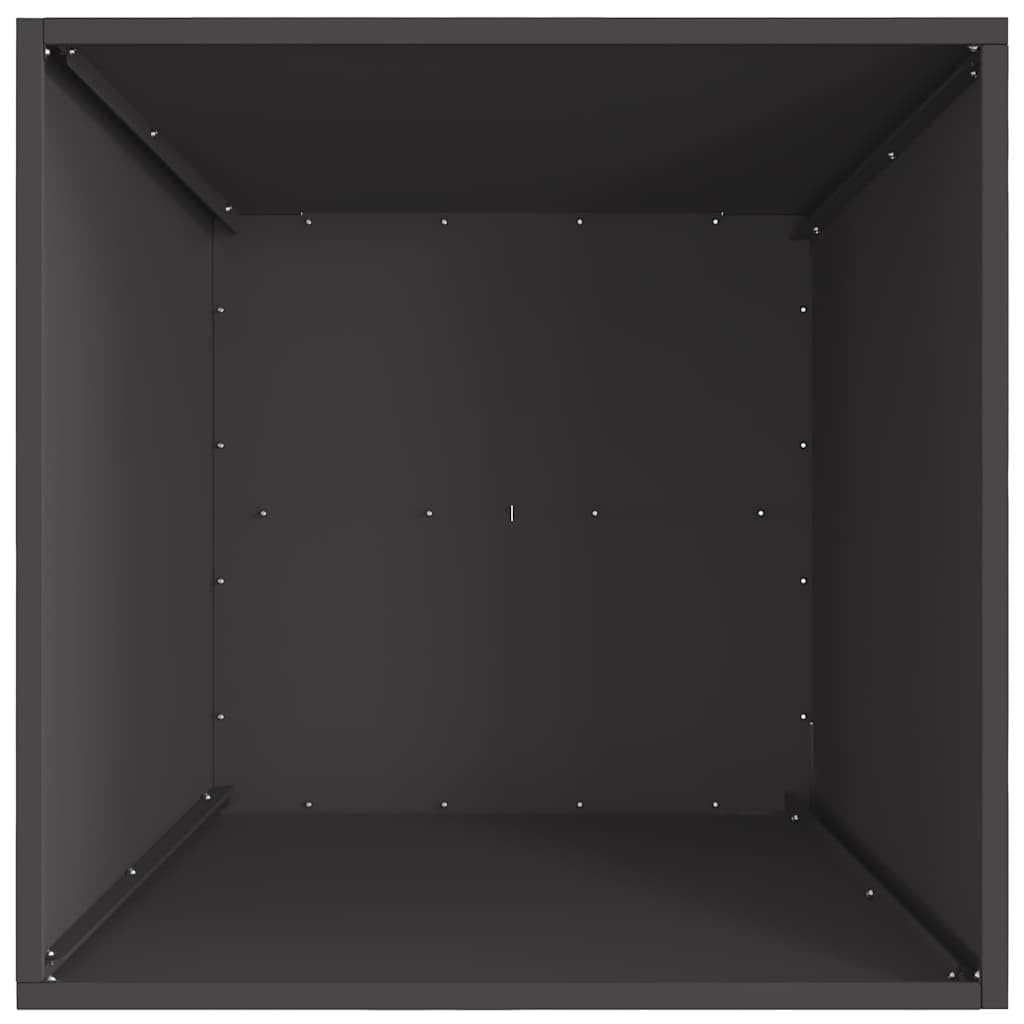Brasero negro de acero 60 x 60 x 30 cm cuadrado para jardín, terraza, balcón, brasero robusto con diseño resistente al calor, moderna fuente de calor para exteriores e interiores