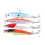 Balacoo 4pcs Sinking Fishing Lures Bass Pike Hard Bait 6cm 3.4g Pencil Hooks with #1#2#3#4 Hooks Set for Freshwater Long Cast Angling