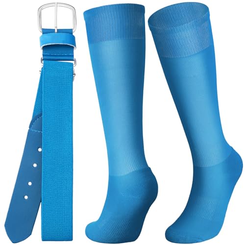 Zhanmai Baseball Belt and Socks Combo Adjustable Softball Socks and Belt Elastic for Youth Boys Girls, Adult