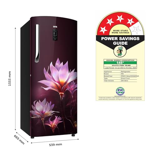 Image of IFB 206 L Direct Cool Single Door 4 Star Refrigerator with Powered by E-Tech, with Extraordinary Storage (AI-MAGIC IFBDC-Smart2324IRPU)