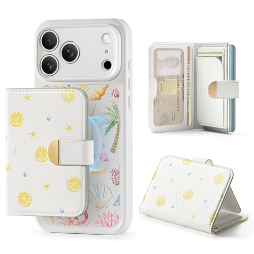 ESR Aura Clutch for MagSafe Wallet Stand for Women RFID Blocking MagSafe Sticker Included 5 Card Holder Magnetic Wallet for iPhone 17/16/15/14/13/12 & Select Samsung Coastal Summer Cream White