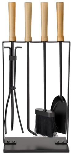 Amagabeli 5 Stück Kaminbesteck Set mit Ständer - Modernes...