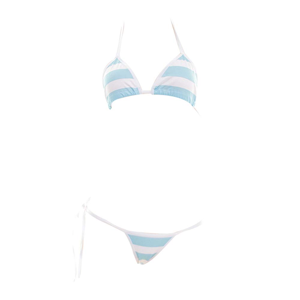 Buy Micro Bikini Cute Stripe Cosplay Lingerie Set Anime Babydoll Thong