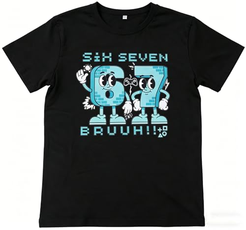 67 Tshirt Kinder Italian Brainrot Meme Shirt Six Seven Tshirt Für Jungs Mädchen Steal a Brainrot 67 T-Shirt Geschenke Für Weihnachten (DE/NL/SE/PL Alter 9 Jahre 10 Jahre Regular Spielkonsole)