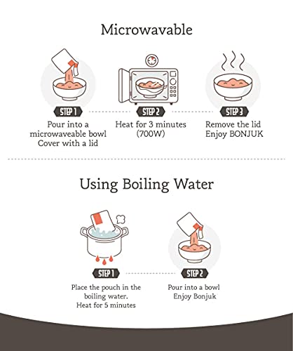 BONJUK Abalone & Mushroom (Juk) Rice Porridge - Ready to eat meal (300g), Easy to prepare porridge pouch
