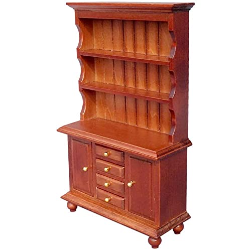 moin moin ミニチュア 1/12 家具 ドールハウス 棚 幅9×高さ16×奥行4cm / 茶色 ブラウン 食器棚 木製 ウッド カップボード ダイニング キッチン 人形 ドール レトロ クラシック 2212mini5