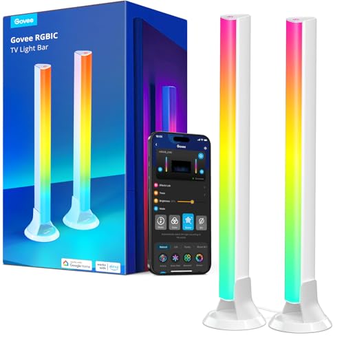 Govee RGBIC Light Bars, 15 Inches WiFi TV Backlight Suitable for 45-70 inch TVs, Smart Light Bars with Multiple Placement Options, Work with Alexa and Google Assistant, White