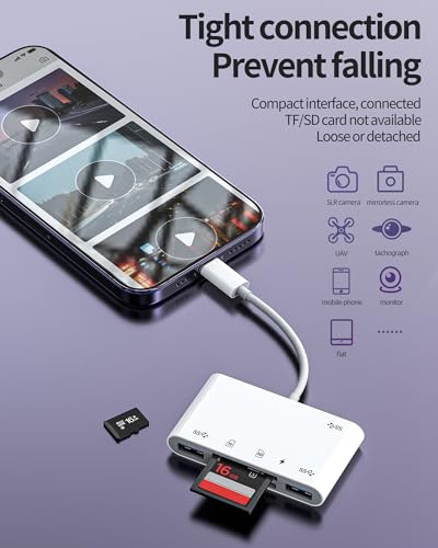 Adaptador Lightning USB 6 en 1 para iPhone 14 con Lector de Tarjetas SD, Micro SD TF OTG 3.0 para Memoria Externa y Cámara Digital Apple - imagen 4