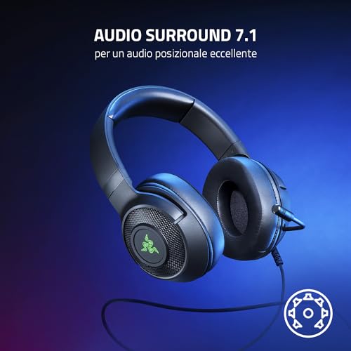 Kraken V3 X USB - Cuffie cablate USB da gaming Comfort ultraleggero (ultra-leggera da 285g, Driver TriForce da 40mm, Microfono cardioide HyperClear, Audio Surround 7.1, Chroma RGB) Negro - Cuffia gaming - Immagine 6