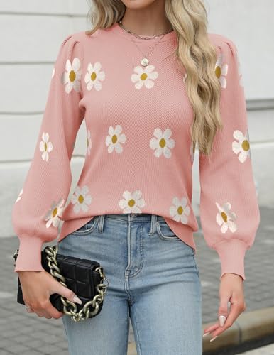 Image of Zeagoo Womens Sweaters Fall 2026 Dressy Casual Long Sleeve Shirts Ribbed Knit Winter Outfits Puff Pullover Jumper Tops