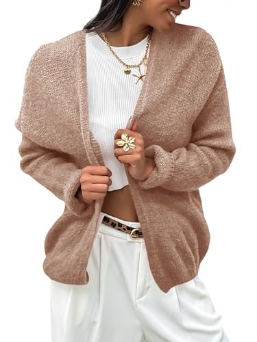 Saodimallsu Womens Fall Open Front Cardigan Sweaters Long Sleeve Soft Slouchy Cozy Knit Casual Loose Sweater Coats