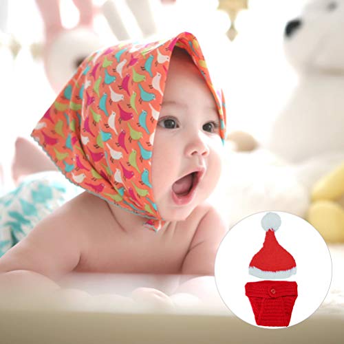 Amosfun 2 Stks Pasgeboren Baby Kerst Kerstman Fotografie Prop Gebreide Haak Hoed Kleding Baby Xmas Vakantie Kostuum Outfits - Afbeelding 4