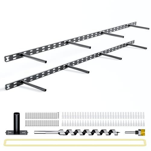2pcs Floating Shelf Bracket Heavy Duty,Decorative Floating Shelf Hardware Hidden Black Metal Fireplace Mantel Brackets (43