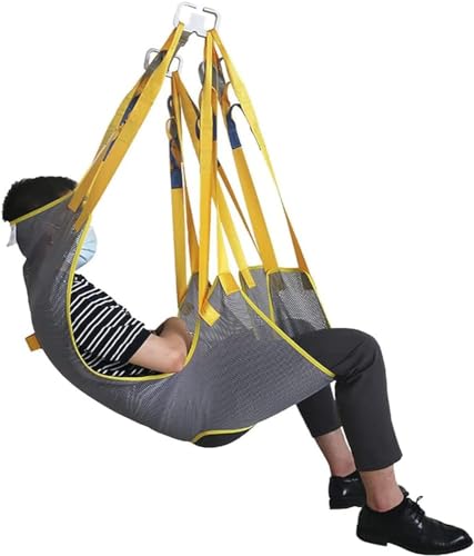 Ganzkörper-Patienten-Hebeband mit Kopf- und Rückenstütze, Toiletten- und Transfer-Hebeschlinge, geteiltes Bein-Design für Toilettenzugang, 6 Gurte für sicheres Heben, ideal für Rehabilitation und