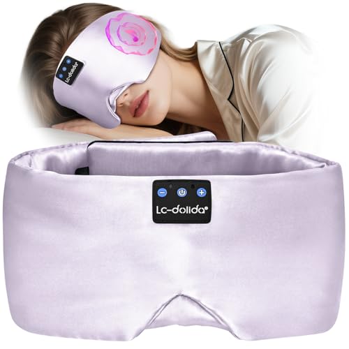 LC-dolida Luxurious Silk Soft Sleep Mask, Sleep Headphones with Bluetooth