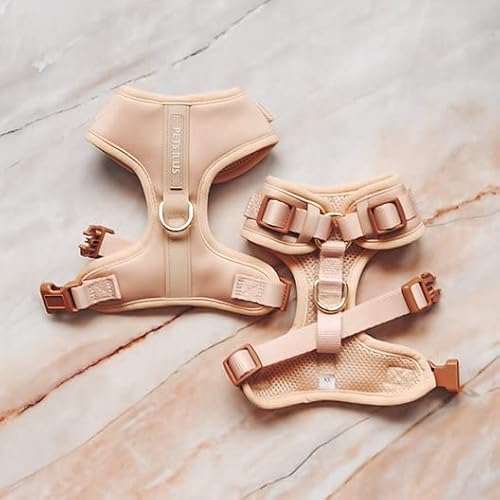 Dog Harness Beige Gold Neoprene Leather Design Sport Small Medium Large Dog Cat No Pull Breathable Lightweight Pet Cat Soft Padded Gift (Xs) #TOP1