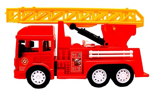 Image of Friction Powered Fire Rescue Truck Toys with Lights Siren Sound Unbreakable Fire Engine with Rescue Rotating Ladder Crane Toy for Kids Boys Girls Pull Back Vehicles (Multicolor)