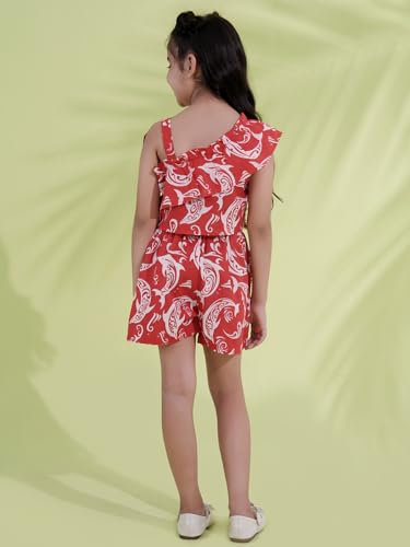 Image of AJ DEZINES Kids Cotton Sleeveless Co-ords Set for Girls - Casual Outfit | Vacation Wear |Beach Dress |Dolphin Printed Top Shorts for girls - Regular Fit