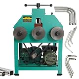 EQCOTWEA Electric Pipe Tube Bender Roller Machine 2HP Steel Bar Tube Ring Rolling Bender 5/8''-2'' Square 5/8''-2-7/8'' Round Pipe Tube Bending Machine with 9 Round and 8 Square Dies 110V