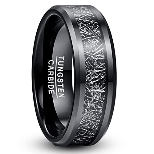 TUNGSTORY Anillo de compromiso de carburo de tungsteno para hombre con incrustación de imitación meteorológica, 8 mm, carburo de tungsteno, carburo de tungsteno Cover