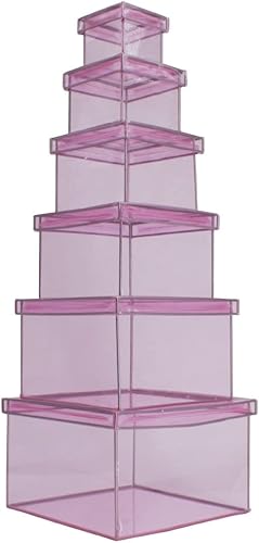 Miniatura 2 de Cajas decorativas con tapas, pequeña caja de plástico para manualidades, caja de regalo transparente con tapa, anidación con tapa y almacenamiento