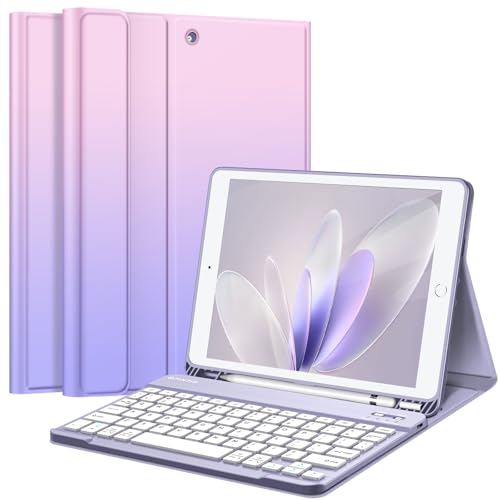 FINTIE iPad ��9���� / ��8���� / ��7���� (2021/2020/2019) 10.2�C���` �L�[�{�[�h�P�[�X �\�t�gTPU�o�b�N�X�^���h�J�o�[ �y���V���z���_�[�t�� ���C���O���\��Bluetooth�L�[�{�[�h �t�@���^�W�[�I���u��