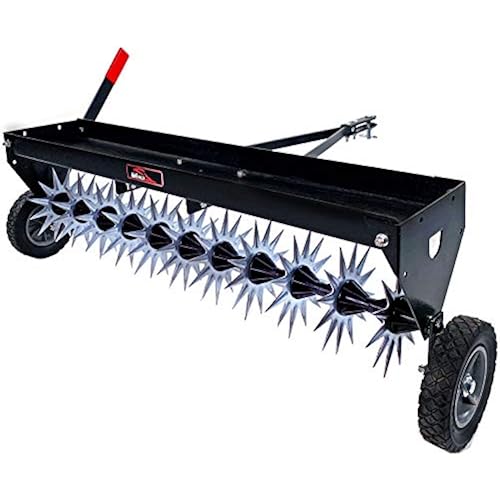 Brinly SAT2-40BH-P Tow Behind Spike Aerator with Transport Wheels, 40" - Hammered Black