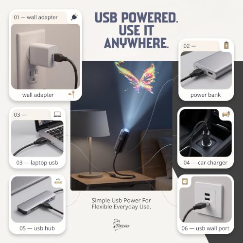 Image of Mini Galaxy Projector Night Light, USB Starry Sky LED Lamp with 1 Projection Slide, 360 Rotating Flexible, Portable Ceiling & Wall Projector for Bedroom, Kids Room & Home Decor (6 Slide) (Small)