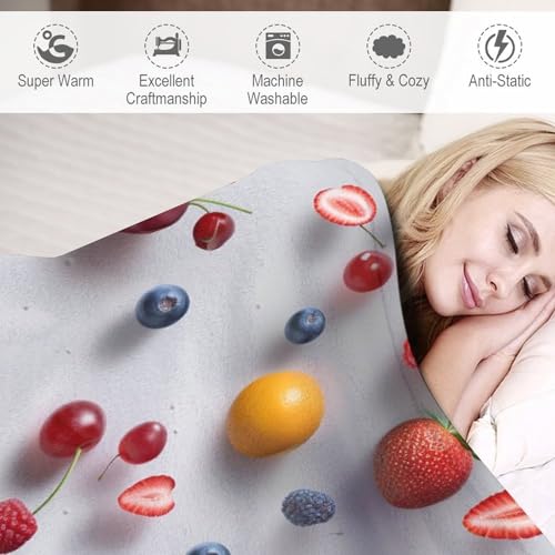 Manta para sofá o cama diseño de frutas de 130 x 180 cm 6