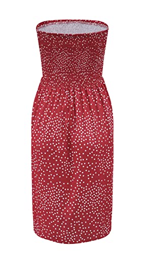 Image of Zyyfly Tube Top Dress Women Summer Beach Coverup Stretch Smocked Strapless Dress